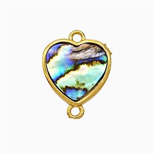 Abalone Shell Heart Connector Gold Plated, approx 14mm [GM24770]