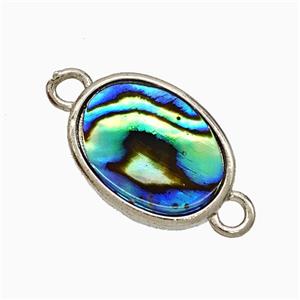 Abalone Shell Oval Connector Platinum Plated, approx 12-16mm [GM24773]