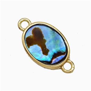 Abalone Shell Oval Connector Gold Plated, approx 12-16mm [GM24774]