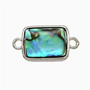 Abalone Shell Rectangle Connector Platinum Plated, approx 12-16mm [GM24775]