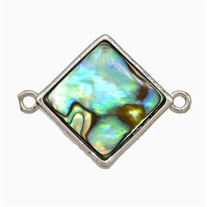 Abalone Shell Square Connector Platinum Plated, approx 19mm [GM24777]
