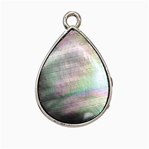 Gray Abalone Shell Teardrop Pendant Platinum Plated, approx 15-20mm [GM24779]