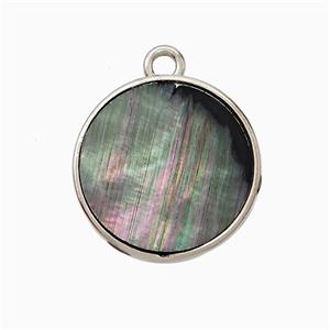 Gray Abalone Shell Circle Pendant Platinum Plated, approx 17.5mm [GM24780]