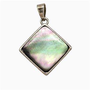Gray Abalone Shell Square Pendant Platinum Plated, approx 20-24mm [GM24782]