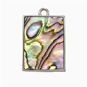 Abalone Shell Rectangle Pendant Platinum Plated, approx 15-20mm [GM24785]