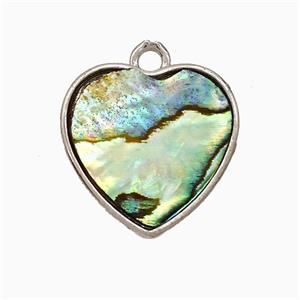 Abalone Shell Heart Pendant Platinum Plated, approx 17mm [GM24786]