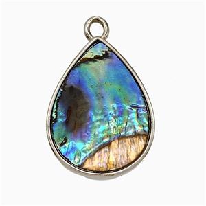 Abalone Shell Teardrop Pendant Platinum Plated, approx 15-20mm [GM24790]