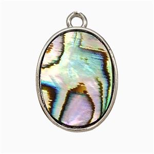 Abalone Shell Oval Pendant Platinum Plated, approx 15-20mm [GM24792]