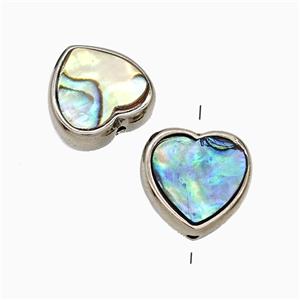 Abalone Shell Heart Beads Platinum Plated, approx 15mm [GM24798]