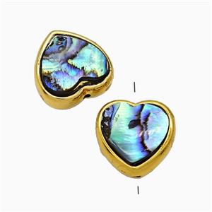 Abalone Shell Heart Beads Gold Plated, approx 15mm [GM24799]