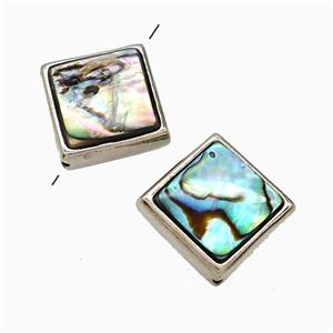 Abalone Shell Square Beads Platinum Plated, approx 15-20mm [GM24802]