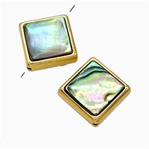 Abalone Shell Square Beads Gold Plated, approx 15-20mm [GM24803]