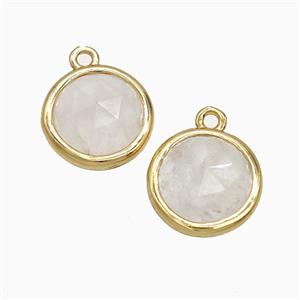 White Crystal Quartz Circle Pendant Gold Plated, approx 10mm [GM24804]