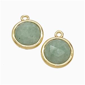 Green Aventurine Circle Pendant Gold Plated, approx 10mm [GM24809]