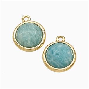 Green Amazonite Circle Pendant Gold Plated, approx 10mm [GM24810]