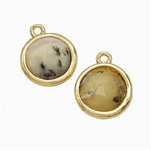 Yellow Moss Opal Circle Pendant Gold Plated, approx 10mm [GM24811]