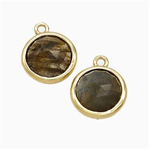 Labradorite Circle Pendant Gold Plated, approx 10mm [GM24813]