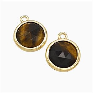 Tiger Eye Stone Circle Pendant Gold Plated, approx 10mm [GM24814]