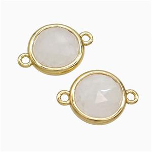White Clear Quartz Circle Connector Gold Plated, approx 10mm [GM24818]