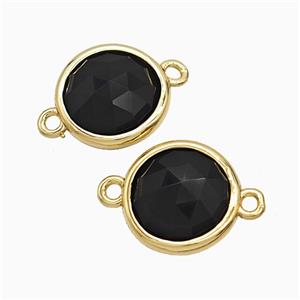 Black Obsidian Circle Connector Gold Plated, approx 10mm [GM24820]