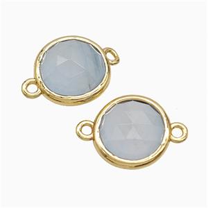 Blue Dye Jade Circle Connector Gold Plated, approx 10mm [GM24821]
