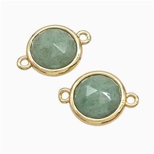 Green Aventurine Circle Connector Gold Plated, approx 10mm [GM24822]