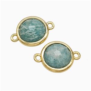Green Amazonite Circle Connector Gold Plated, approx 10mm [GM24823]
