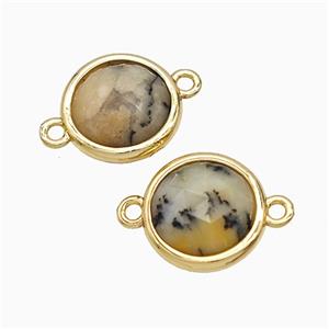 Yellow Moss Opal Circle Connector Gold Plated, approx 10mm [GM24824]