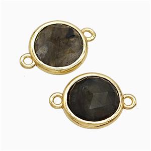 Labradorite Circle Connector Gold Plated, approx 10mm [GM24826]