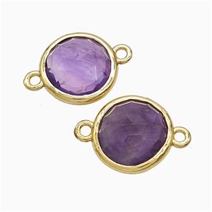 Purple Amethyst Circle Connector Gold Plated, approx 10mm [GM24830]