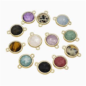 Mixed Gemstone Circle Connector Gold Plated, approx 10mm [GM24831]