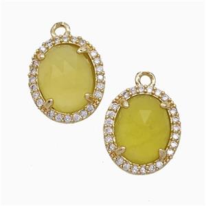 Lemon Jade Oval Pendant Copper Pave Zirconia Gold Plated, approx 11-13mm [GM24836]