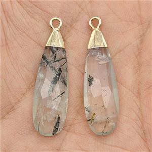 Natural Green Prehnite Teardrop Pendant Faceted Gold Plated, approx 10-30mm [GM24854]