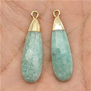 Natural Green Amazonite Teardrop Pendant Faceted Gold Plated, approx 10-30mm [GM24855]