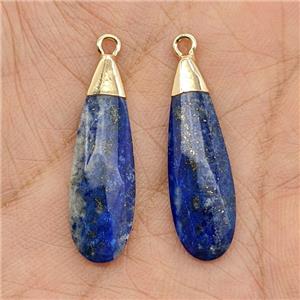 Natural Blue Lapis Lazuli Teardrop Pendant Faceted Gold Plated, approx 10-30mm [GM24856]