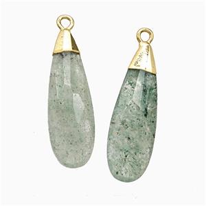 Natural Green Strawberry Quartz Teardrop Pendant Faceted Gold Plated, approx 10-30mm [GM24862]