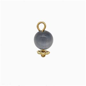 Gray Cateye Glass Ball Pendant, approx 6mm [GM24866]