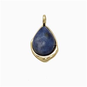 Blue Sodalite Teardrop Pendant Copper Gold Plated, approx 8-12mm [GM24872]