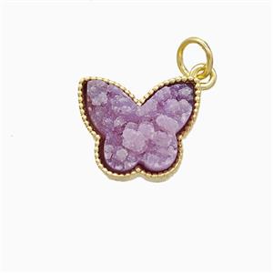 Druzy Quartz Butterfly Pendant, approx 11-14mm [GM24876]