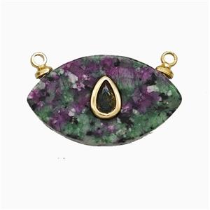 Zoisite Eye Pendant Pave Zirconia 2loops, approx 13-22mm [GM24897]