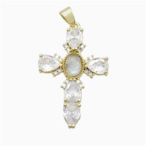 gemstone Pendant pave zircon, gold plated, approx 25-35mm [GM24934]