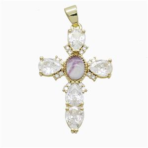 gemstone Pendant pave zircon, gold plated, approx 25-35mm [GM24936]