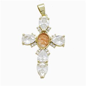 gemstone Pendant pave zircon, gold plated, approx 25-35mm [GM24937]