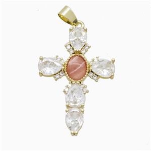 gemstone Pendant pave zircon, gold plated, approx 25-35mm [GM24938]