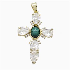 Copper Cross Pendant Pave Cubic Zirconia Gold Plated, approx 25-35mm [GM24942]