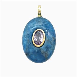 Blue Apatite Oval Pendant Pave Zirconia, approx 13-18mm [GM24946]