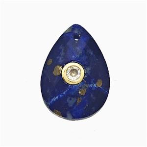 Blue Lapis Lazuli Teardrop Pendant Pave Zirconia, approx 13-18mm [GM24957]