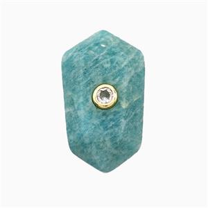 Green Amazonite Prism Pendant Pave Zirconia, approx 15-25mm [GM24967]