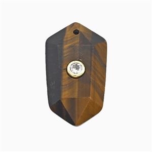 Tiger Eye Stone Prism Pendant Pave Zirconia, approx 15-25mm [GM24968]