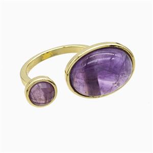 Copper Rings Pave Amethyst Gold Plated, approx 8mm, 14-18mm, 18mm dia [GM24982]